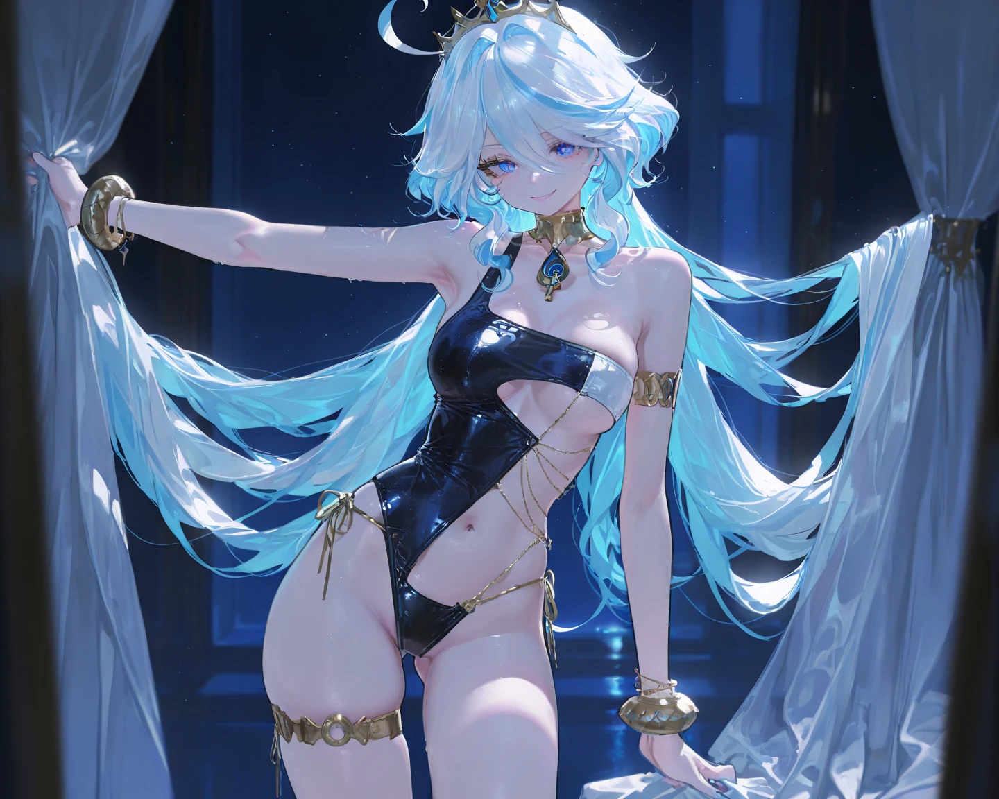 (masterpiece, best quality: 1.3), (16K, high resolution: 1.3), Beautiful girl, Mechanical fuselage, Cleansing the skin, Light, There is Light and Light, Very cute and beautiful female idol, open navel,Bare thighs,Full body female, Staring at the audience, Eyes Light firm and solemn,