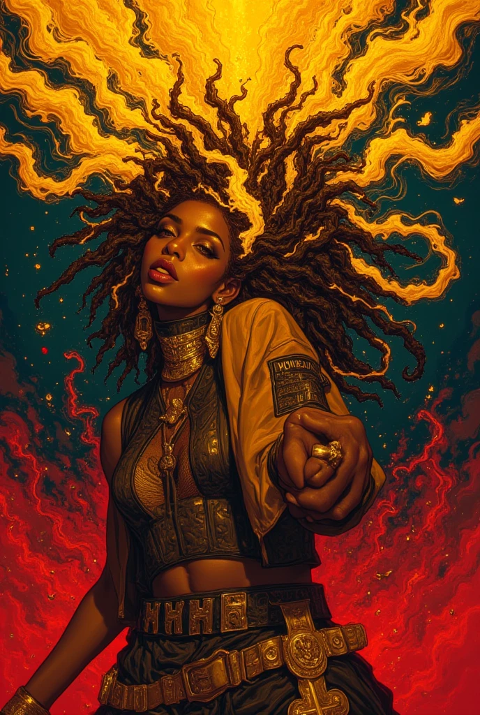 (masterpiece), best quality, expressive eyes, perfect face, (close up), (perfect body), (fully dressed), (detailed faces), (lighting angel), (black angel armor), (Lightning Swords), (sfw), (large afro), (lightning afro), (revealing armor), (glowing eyes), (mulatto), (dark tan skin tone), (electric wings), black lips, dark eyeshadow, (extra detail), (black angel wings), (glowing tattoos), (huge breasts), (big lips), (purple eyes), (beautiful face), slender, (beautiful hands)