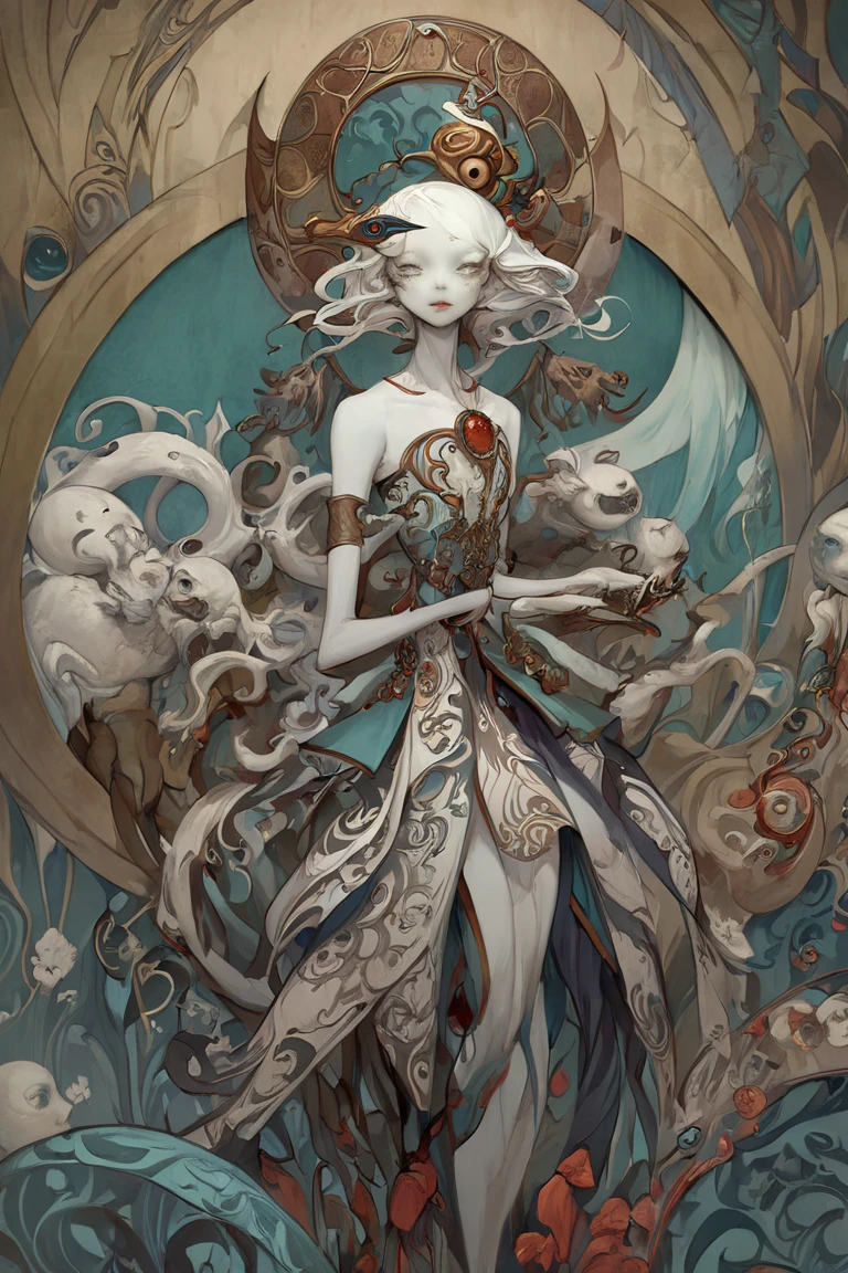 (maximum quality, exquisite design, better lighting, better shading), statue in the form of Yin Yang, under the moon and the sun, detailed and realistic details, intricate, carved in red and yellow marble (only the multicolored hair), shining with moonlight and sunlight, a perfect balance between light and dark, mystical and serene.