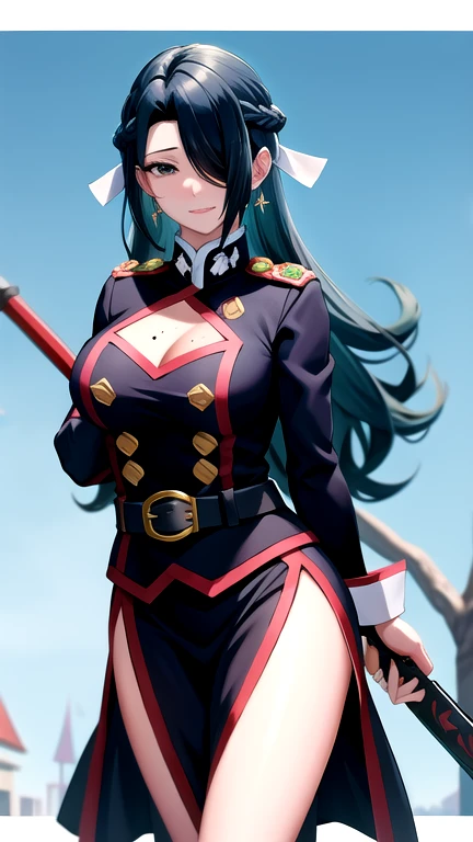 a close up of a woman in a black and red outfit holding a sword, ryuko matoi, attractive matoi ryuko, extremely detailed artgerm, black - haired mage, lucina from fire emblem, range murata and artgerm, style artgerm, artgerm. high detail, artgerm style, like artgerm