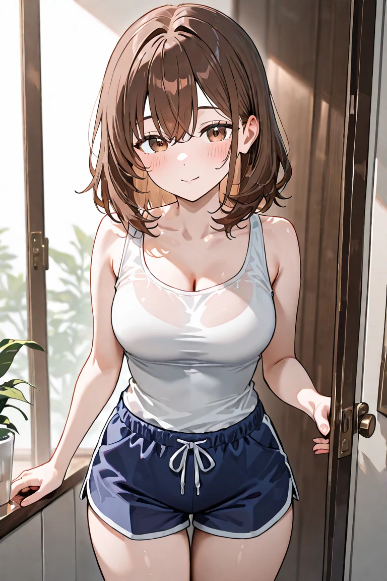 white micro mini skirt white、White tennis wear、NSFW、独奏、white micro mini skirt white、Crouching、（white micro mini skirt white、White pleated skirt、White tennis wear、White polo shirt、Big Breasts）、Toned body、Bare thighs、Crouching、squat、(Panty shot、White panties、Panties transparent with sweat、Mansuji)、（White tennis wear、White polo shirt、Big Breasts、white micro mini skirt white、White pleated skirt）、白シャツ越しに透けたBig Breasts、(short hair、Brown Hair、Barrette、hair ornaments)、(Brown eyes:1.5)、(yuihirasawa、yui hirasawa、Yui Hirasawa)、Big Breasts、Women&#39;s High、Tennis court、独奏