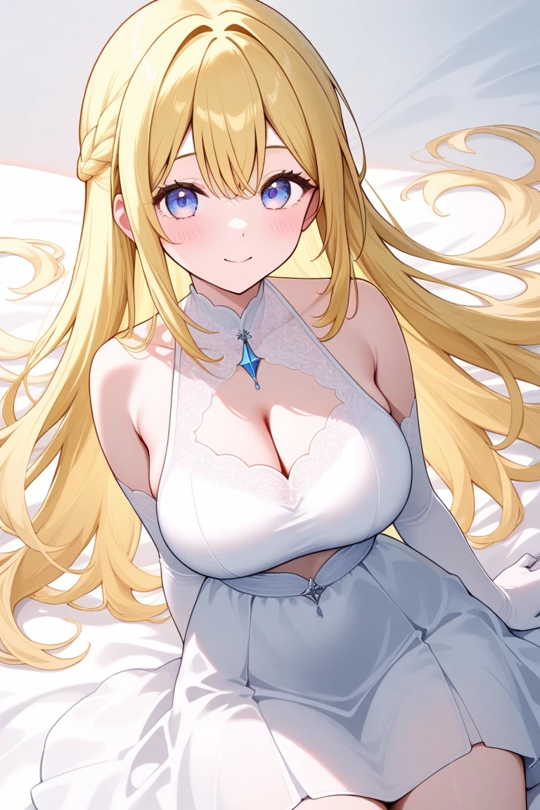 (masterpiece, best quality:1.2), solo, 1girl, barghestrnd, slight smile, looking at viewer, horns, heterochromia, sweater dress, turtleneck, sleeveless, bare legs, large breasts, indoors <lora:fate_barghest:1>