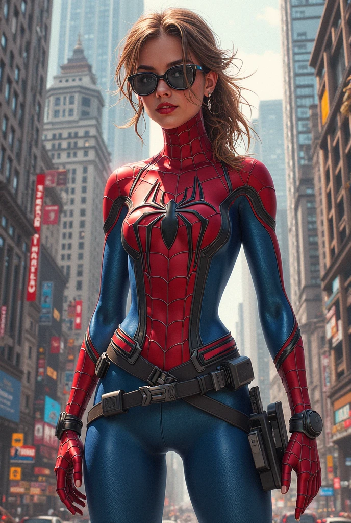 Brie Larson、Marvel Comics Movie Poster, Very beautiful, Movies about Spiderman, sexy, whole body, I'm wearing a skirt、Premiere date, Poster、belly buttonを突き出す、new york、She's wearing a torn Spider-Man suit,The suit is torn、Wearing a skirt、 Red and black color scheme,dynamic、masterpiece、highest quality、Ultra-detailed、Very detailed、A delicate and beautiful shine、超A high resolution、Cinematic,Break,Breakdrop,(Torn clothes:1.5), (Wet clothes:1.4), Bare shoulders,Real Rain,Wet Hair,belly button、Exposing Skin、Showing off her sexy shoulders