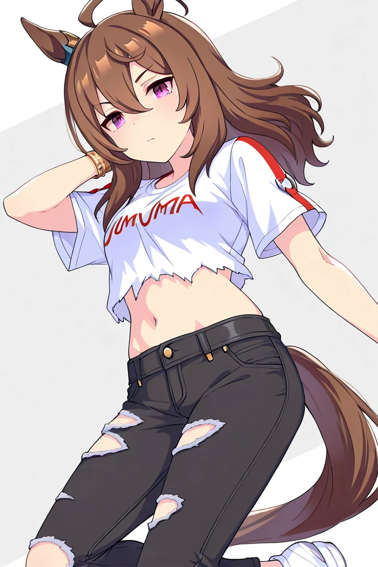 (sketch drawing), (close up), (adult body), ((mouth, smiling, detailed lips)), (slightly large chest), (thick legs), (large thighs), (red-colored cheeks) -pink), (white t-shirt), (showing belly), (perfect belly), (gym shorts), (brown cat ears), (Beautiful cat ears), (brown fur), (brown left eye), (right side of the eye closed), (tongue out), (long, straight hair loose), (bangs), (details in the strands), (white background),