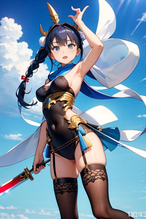 anime girl with a cat ears and a blue dress sitting on a table, ayaka genshin impact, cushart krenz key art feminine, kantai collection style, from the azur lane videogame, by Kamagurka, keqing from genshin impact, ayaka game genshin impact, azur lane style, genshin, portrait knights of zodiac girl, PerfectNwsjMajic,