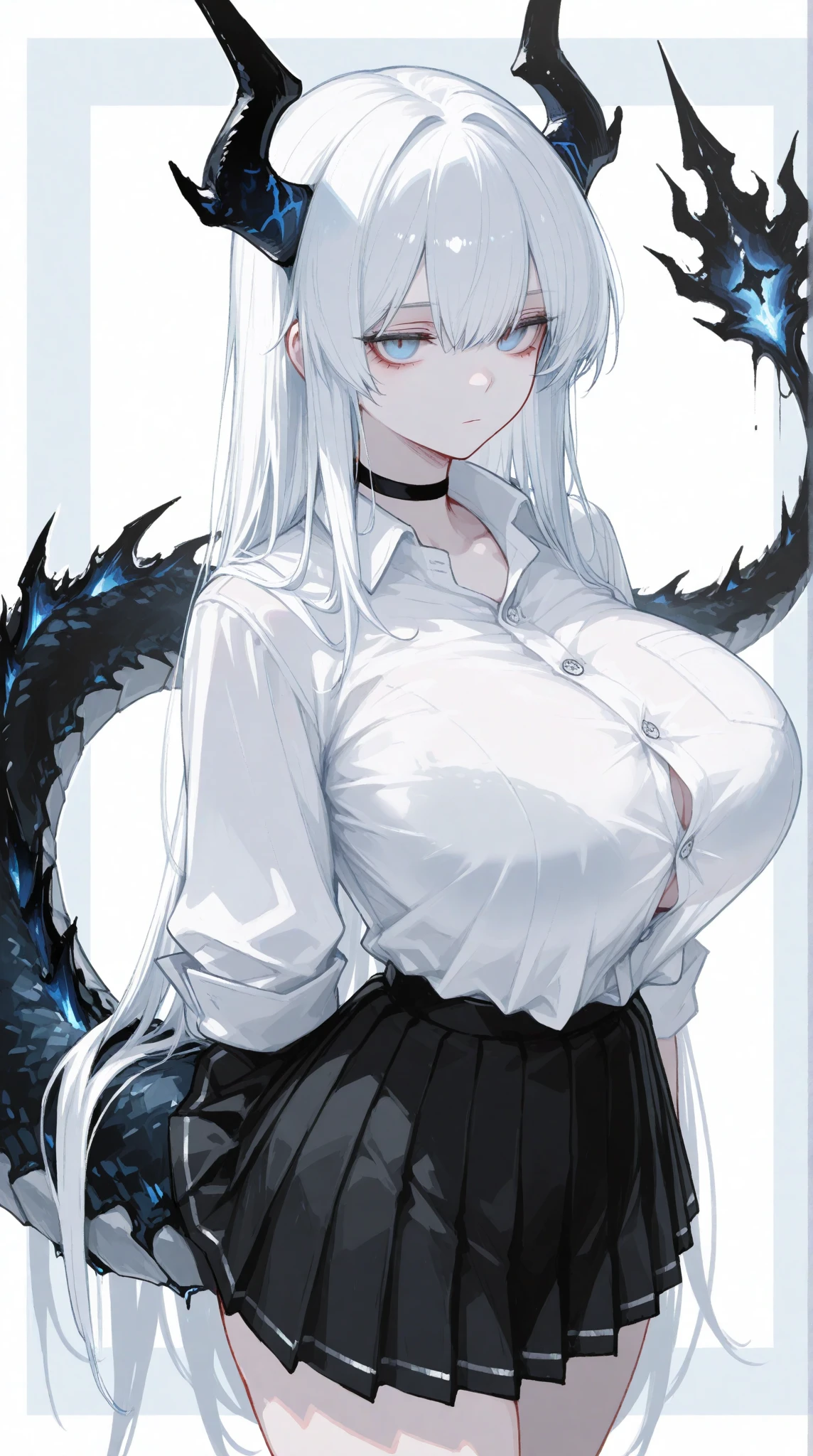 ((masterpiece))、(top-quality)、(detaileds)、(1girl in)、White hair、blue eyess、White Cutter Shirt、denim、Dim swamp、Tentacle monsters、buttock、Large breasts、distressed face、Cowgirl、torture、