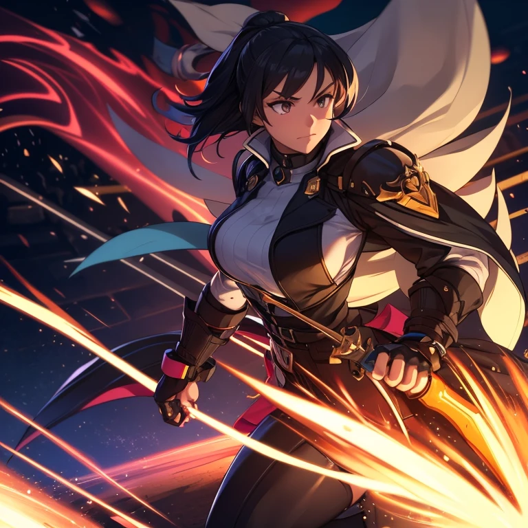 An (extremely fierce Sherpa woman (age 35), slim and toned figure, ankle length hair, tiny loose fighting clothes, explosive fury) is channeling her Ki energy into a 'DragonBall', dramatic views