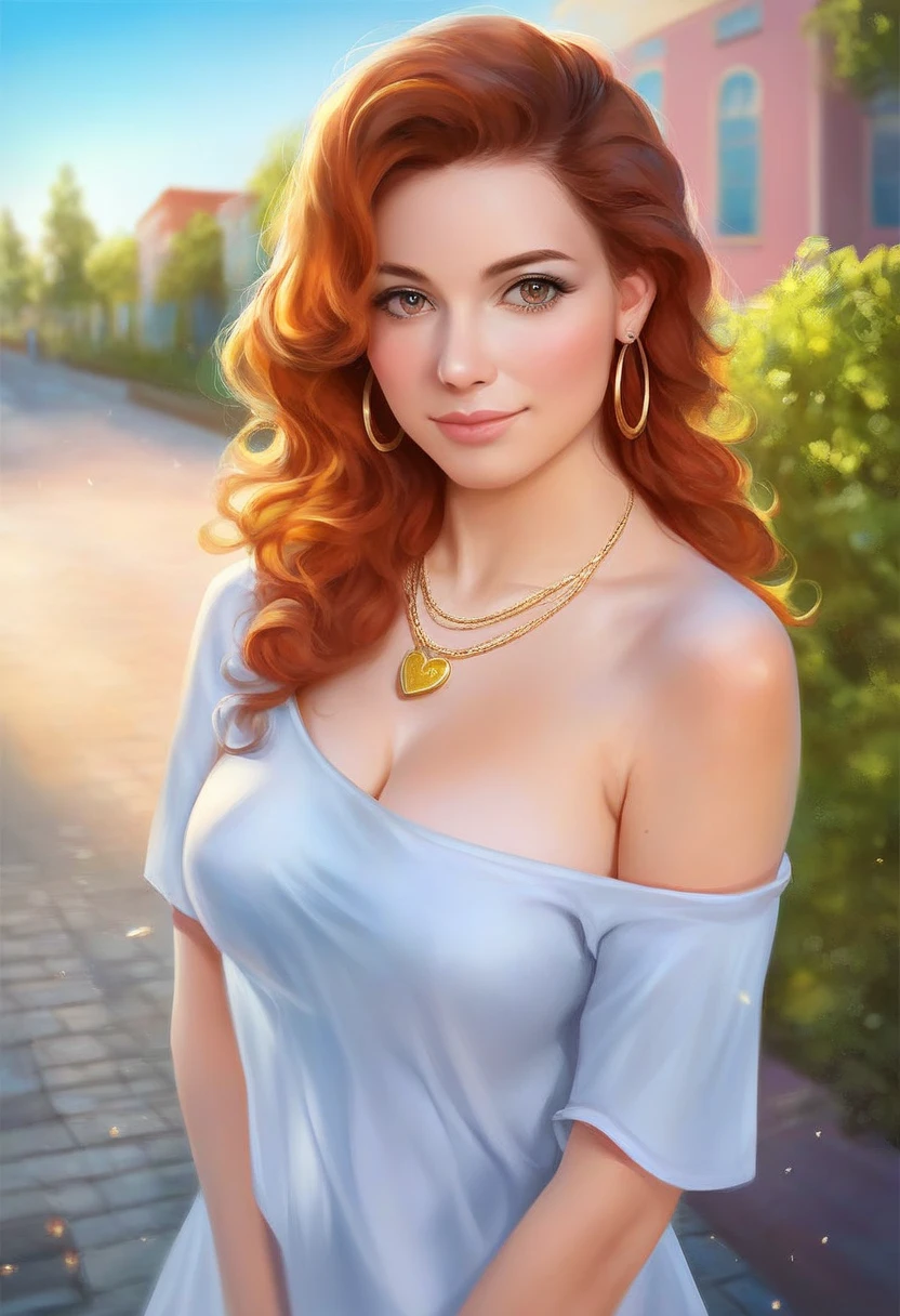 photo of 1girl playfully posing, looking at viewer, wearing a colorful flower pattern dress,  
[ Nina Dobrev | Sophie Ellis-Bextor ], naughty smile, redhead hair loose waves, cleavage, dark blue eyes, pretty eyes, detailed iris, playful, 

outside, garden, summer, green, flowers, detailed background, (closeup, extreme closeup,:1.1),

skin subsurface scattering, skin texture defects,

[(psychedelic colorful paint explosion:1.3)::0.2], secret,

realistic proportions, (analog style:0.8),

wallpaper, ultra realistic, photorealistic, sharp focus, absurdres, HDR, high contrast, photograph, instagram, photography on film, 32mm, detailed and intricate, movie still, octane render, film, kodak, kodachrome portrait, 8K, highly-detailed,