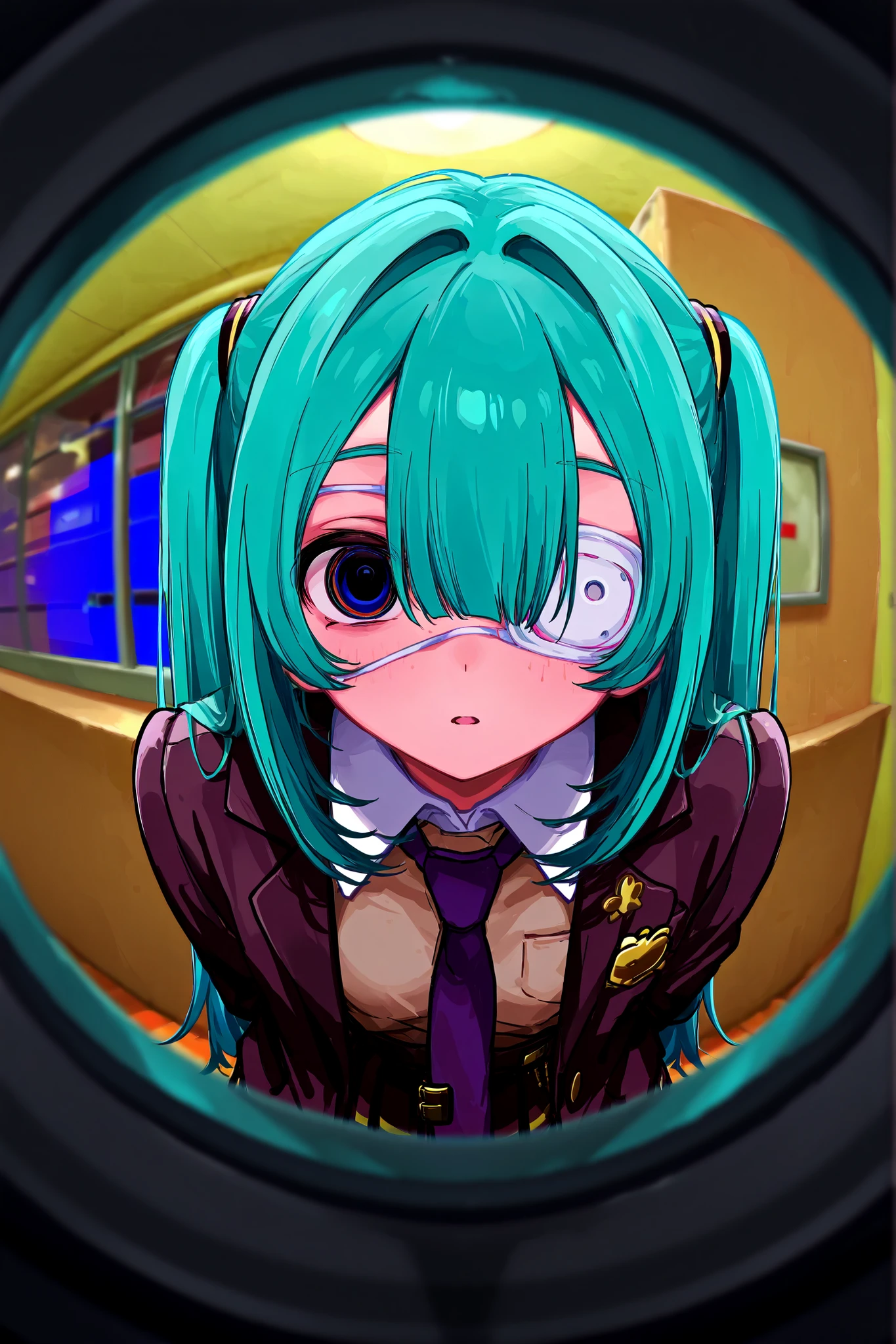 masterpiece, best quality, Hatsune Miku、 monitoring、menhera、Illness、Peephole