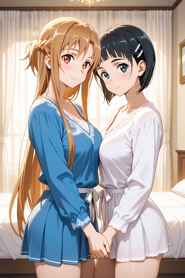 <lora:Uekusa_Hibari:0.8>, UekusaHibari, 2girl, brown hair, long hair, hair ribbon, yellow eyes, large breasts, break, hug,
UekusaHibari, blonde hair, blue eyes, twintails, large breasts, bangs, long hair, hair between eyes,
nsfw, yuri, sex,
masterpiece, high quality, very_high_resolution, large_filesize, full color,