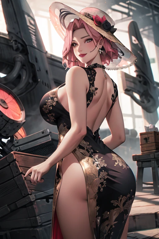 one female oni, hourglass figure, model face, gorgeous, yellow eyes, princess eyes, she has light red hair and medium sized breasts, she has an angry expression and money in her hand, cash, she’s rich, a dominatrix, wearing latex lingerie