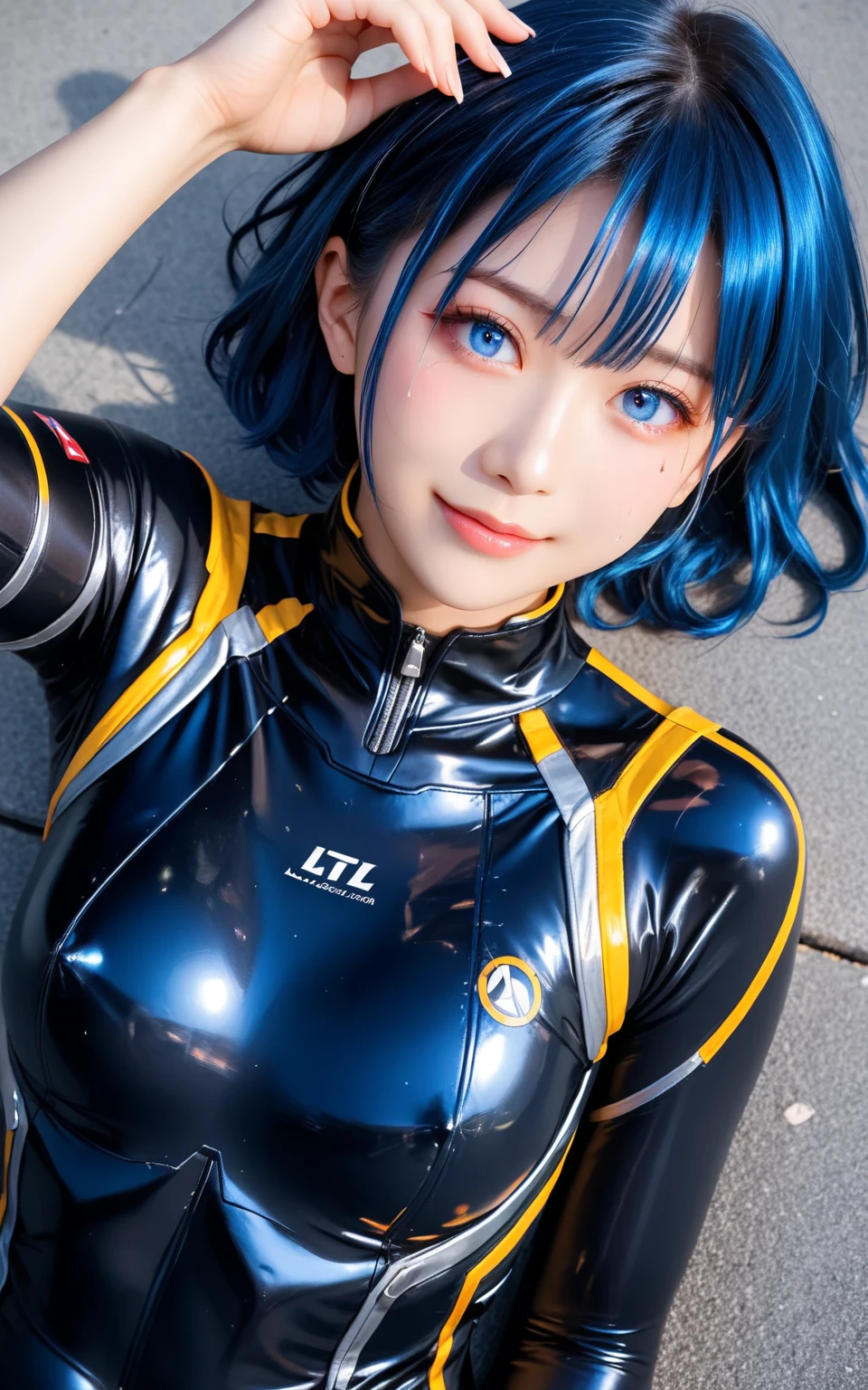 ((Rei Ayanami)from a(Neon Genesis Evangelion)), (Face the camera directly), (Immerse in water to ankle depth,), Realistic beautiful girl full body portrait, 13 years old, Fantastic face, In a sitting position, playing in the water, 8k resolution concept art portrait, Midsummer sky and Japan countryside, Pulp Adventure Style, Highly detailed vector curves, sleeoing, Character Design, 3D Shading, Cinematic, ornate pattern, elegant organic framing, Hyper-Realism, Posterized, Collection of masterpieces, bright colour, Wet gouache, Reallife Human,
