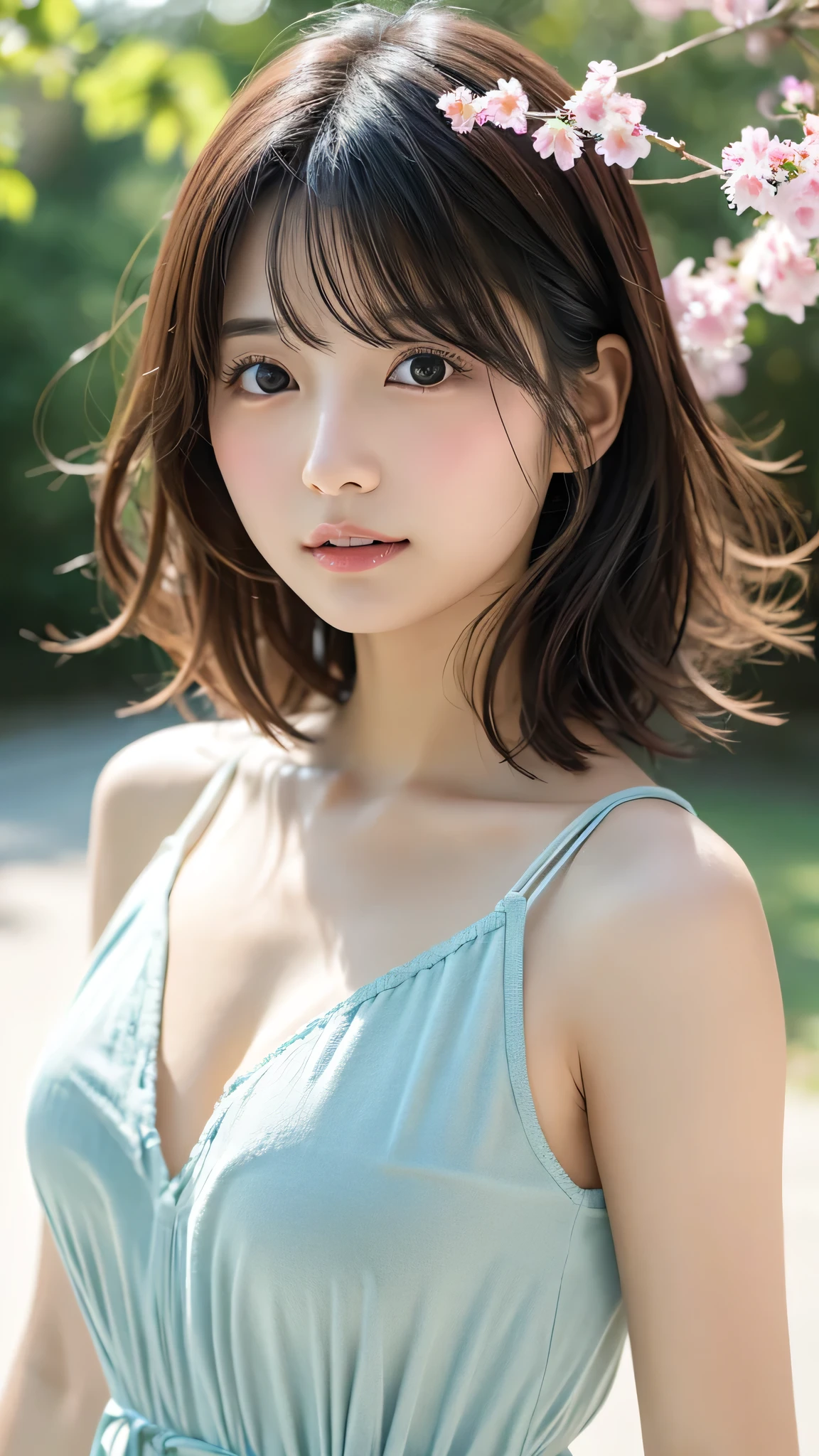 smile、(((ultimate beauty portrait)))、((glowing skin))、1 girl、Beautiful Japanese 30 year old woman、bright look、((brown hair))、()、((Big eyes that shine like jewels))、plat、radiant and radiant skin、(short hair)、eyeliner、((masterpiece、quality、Super detailed、movie light、intricate details、High resolution、very detailed))、this background、8 cool、Digital single-lens reflex camera、soft light、高quality、film grain、XT3 、shallow vision deep vision、natural soft light、Kamimei、plump bust、white underwear