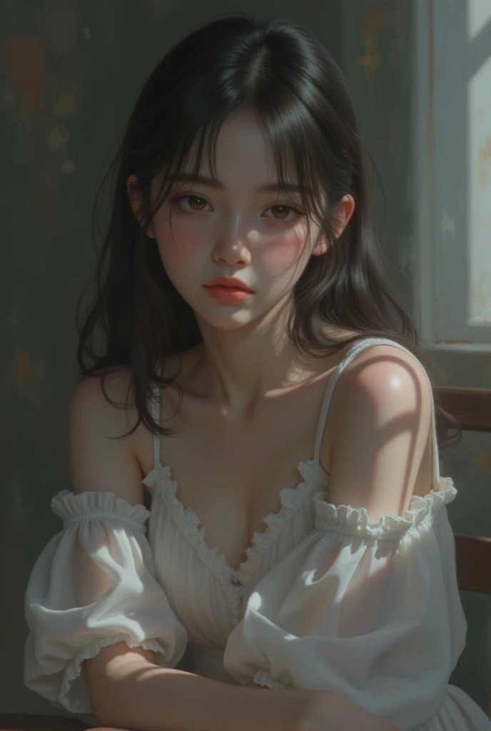 (White slip dress:1.2+Red slip dress:0.9),(teens girl:1.1+Lori huge breasts cleavage:0.9+Kizi:1+femele:1.1+Asian people:0.9+Chinese:0.9),natural soft light,softcolors,Flutter lightly,Light and elegant,Warm;