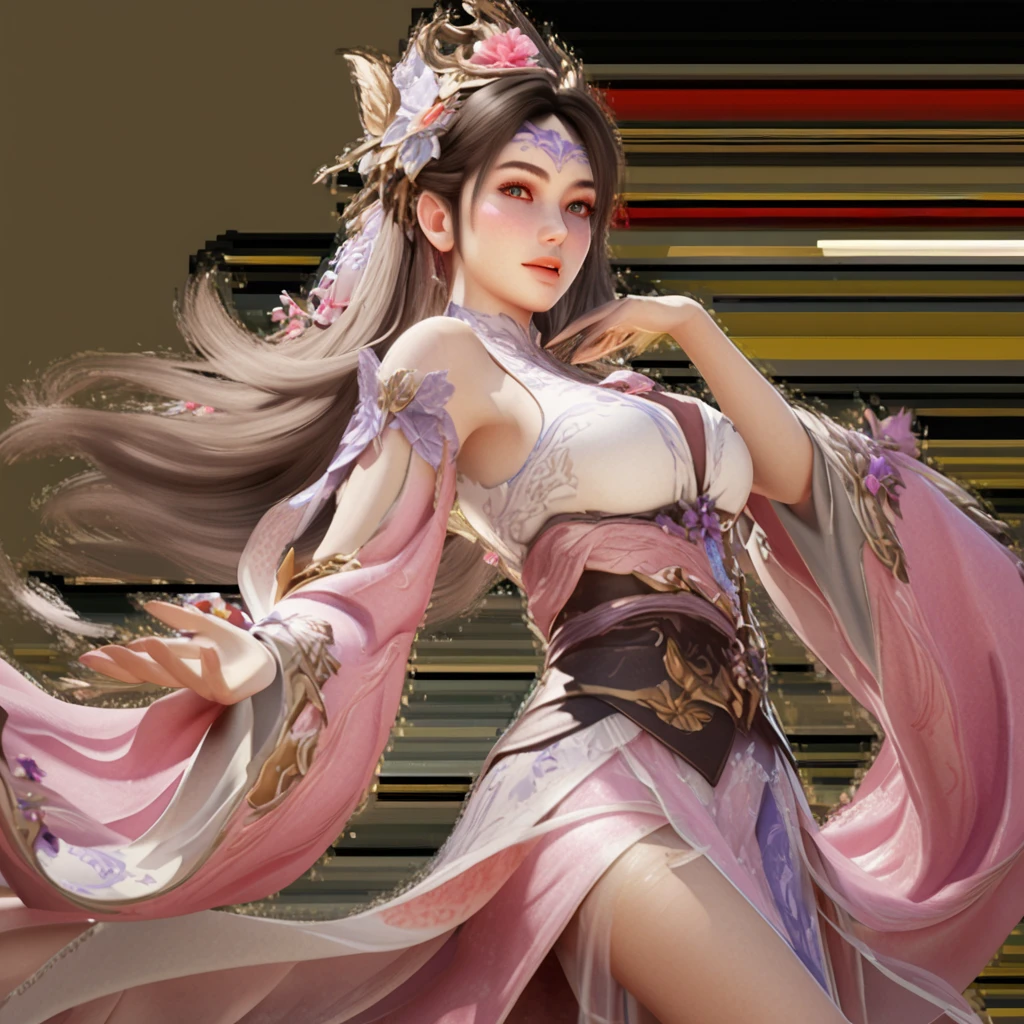 anime girl in a pink dress with a long flowing hair, a beautiful fantasy empress, ((a beautiful fantasy empress)), anime goddess, full body xianxia, heise jinyao, palace , a girl in hanfu, flowing hair and long robes, gilded lotus princess, highly detailed exquisite fanart, keqing from genshin impact, cute anime waifu in a nice dress