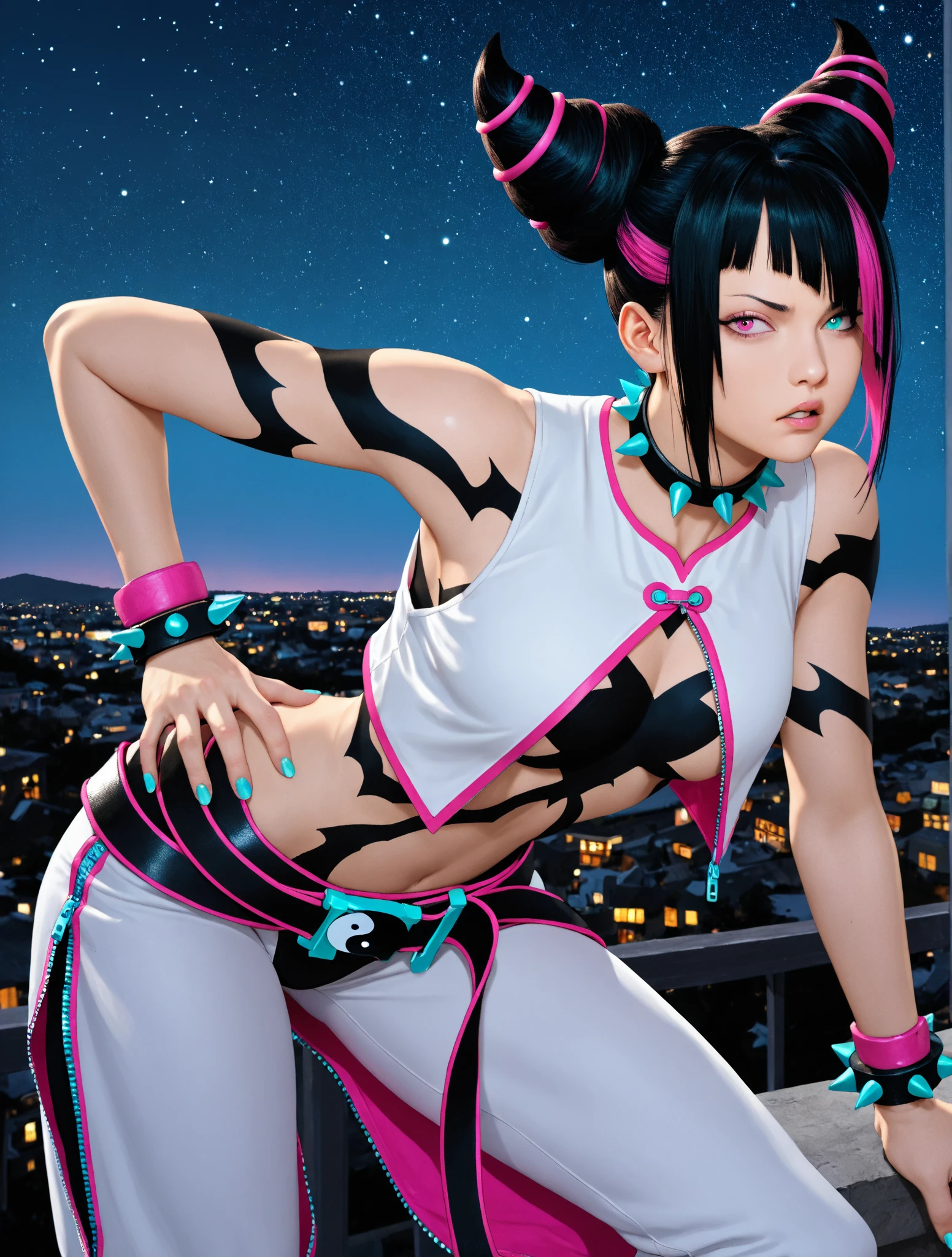 cute little loli,(((little loli,small tiny body,petite,chibi))),(((6 years old))),((little loli with extremely cute and beautiful black hair)),(baby face), (round face),bit girl,Small loli,smallunderboob,

(((flat chest))),(((black hair:1.5,Qi bangs,double bun hair,colored inner hair,ear breathing))),((heterochromia:1.5, (pink_eye and gold_eye))),intricate eyes,beautiful detailed eyes,symmetrical eyes,big eyes:1.5,(((lustrous skin:1.5,bright skin: 1.5,skin tanned,shiny skin,very shiny skin,shiny body,plastic glitter skin,exaggerated shiny skin,illuminated skin,wet legs))),(detailed body,(detailed face)),

cute,slutty,erotic,((nsfw)),

zettai ryouiki,(revealing clothing,show skin),(((white dressing gown,Gold wire embroidery))),((wet clothes,intricate outfit,intricate clothes)),

(dynamic pose:1.0),embarrassed,(centered,scale to fit dimensions,Rule of thirds),

cyberpunk city by the ocean at night, with bright neon signs and dark stormy clouds and puddles, scenery:1.25,nighttime, starry night, cosmos,Very dark night that makes the neon lights stand out, very bright neon lights,nighttime, starry night, cosmos,

artistic photography,(photography taken by sldr),highres, sharp focus,(ultra detailed, extremely detailed), (photorealistic artwork:1.37),(extremely detailed CG unity 8k wallpaper),((synthwave background theme)),(((vibrant colors))),intricate,(intricate background),(masterpiece),(best quality),perfect rendered face,perfect face details,realistic face,photo realistic,analog style,((intricate detail)),(((realism))),

