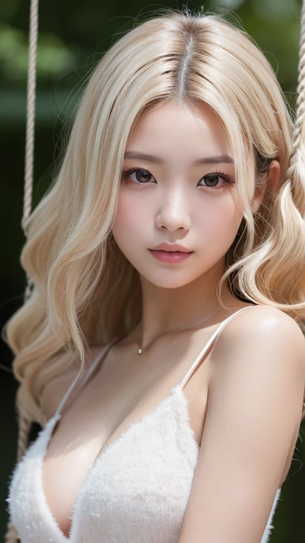 Platinum Blonde Super Long Silky Straight Hair、portlate、School Uniforms、bright expression、poneyTail、Young shiny shiny white shiny skin、Best Looks、shiny light hair、Beautiful bangs that shine、Double eyelids、eye liner、Crystal clear big blue eyes that shine attractively、a small face、Very beautiful lovely cute 18 year old Eastern European girl、Large bust