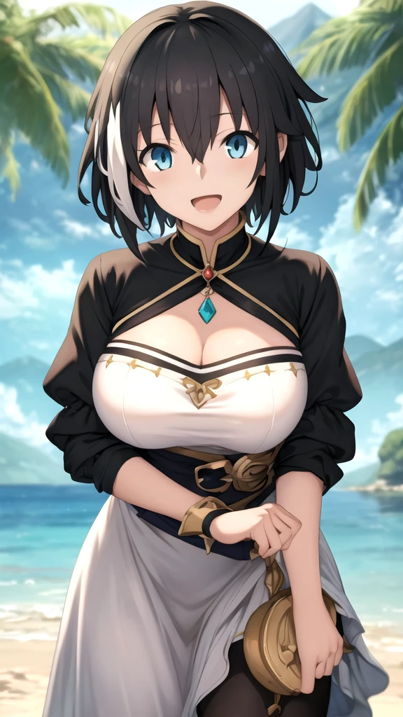 masterpiece, best quality, scherazard, hairband, hoop earrings, forehead jewel, necklace, crop top, cleavage, sarong, bridal gauntlets, cowboy shot, large breasts, looking at viewer, smile, village, sky, arms at sides
<lora:scherazard-nvwls-v2:1>