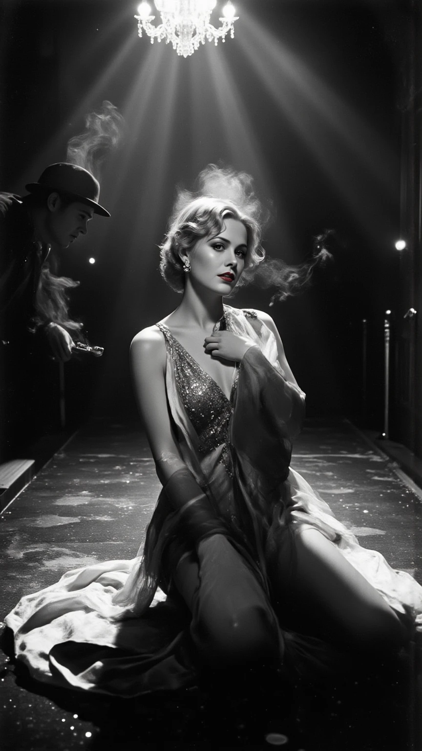 beautiful woman (3N1DS1NCL41R:1), wearing sexy lingerie, in [SinCityMovie Style], NSFW, hd, film grain,