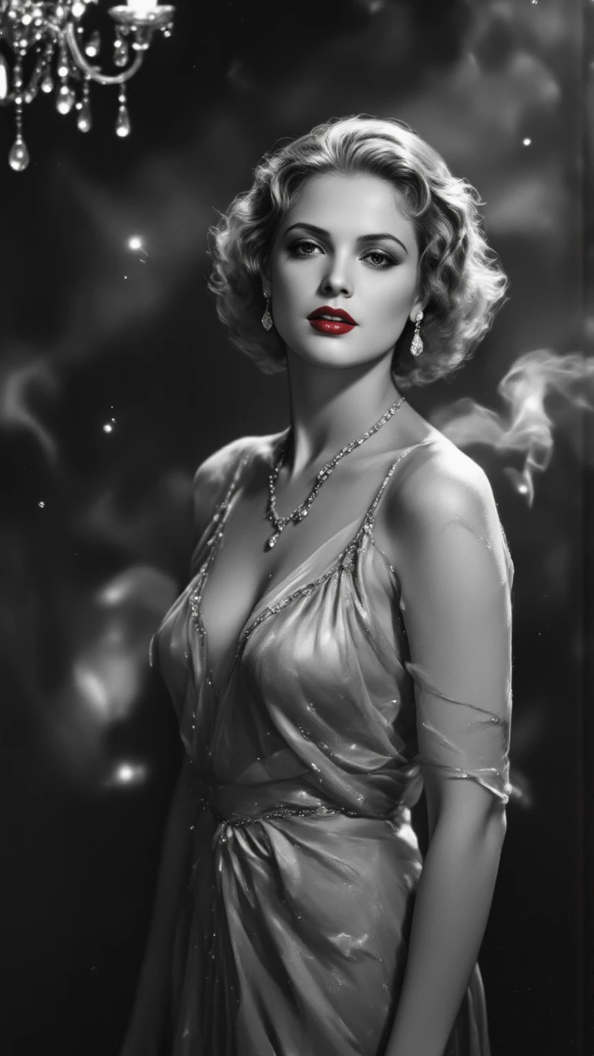 MarleneDietrich_young_1,((photo)), a cinematic film close up  of a woman, perfect natural colored skin, cleavage, silky glamorous (straightened) hair, (highly detailed face, natural skin texture), hot summer day, high quality, , masterpiece, absurdres, hdr, high contrast, sharp focus, photorealistic, (by arny freytag), by holly randall, (fujifilm xt3)