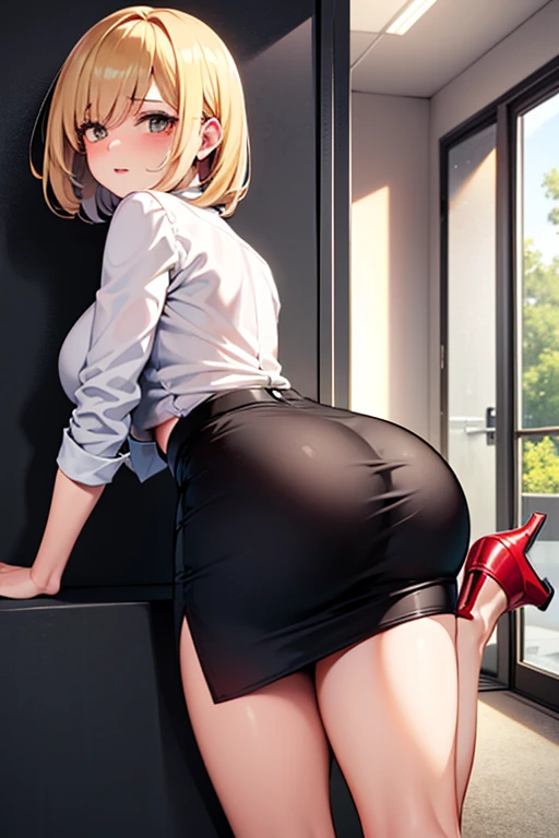 high resolution、high quality、Beautiful woman wetting her pussy、Beautiful woman gets spanked hard、Beautiful woman sticking her ass out、Bobcut、Very embarrassed、cry、indoor、Beige silver hair、Sweat flying、Nude in black and white maid outfit、Thighs、Short skirt、blush、Straight Hair、Big 、Butt fully exposed、I close my eyes because of the pain、Swaying buttocks