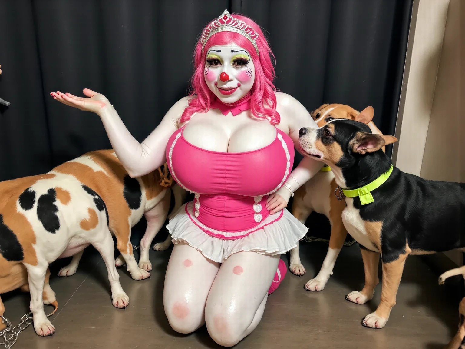 there is a woman with bunny ears and a black dress, attractive cat girl, woman with cat ears, catgirl, in a fancy dress, cat woman, cat girl, woman / cat hybrid, beautiful young catgirl, wearing a fancy dress, portrait of a goth catgirl, there is a cat next to her, in costume, cats on her side, Big tits, huge  , no clothes, sexy, cute, minimal clothes, thick, bbw, chubby stomach, thick nipples, nipple piercings, large areola, hard nipples, piercing through shirt, nipples hard through shirt, busty, major cleavage, naked, ripping through top, spilling over sides, bra too tight, giant , extra wide hips, upper body zoom in, showing off huge , fat stomach, see through top, fat bbw, large areola showing, major cleavage, latina, down to stomach, wide hips, sexy, upper body zoom, thick arm, showing off , top half only, showing only upper, only a bra, showing off cleavage, naked, big  showing, big  out, no clothes