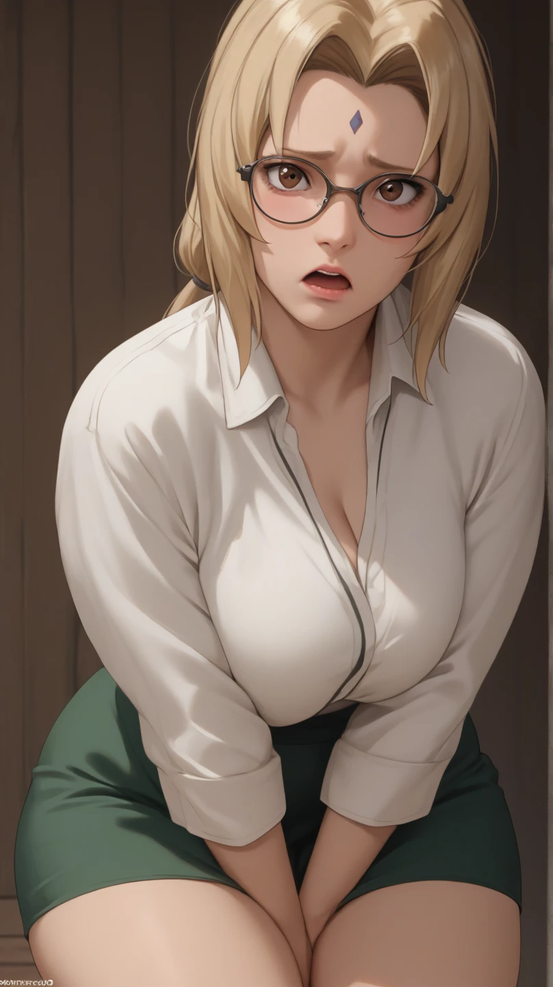((secretary in red glasses SEXY TRAJE))(enormes tetas), escote, buena anatomia Film movie still, tsunade 、Se destaca、30 years、piel palida、sonrisas inocentes、(A detailed Face)、(piel detallada)、wet, Los detalles son complejos、Shallow depth oF Field、[volume Fog]、movie lighting、ReFlectors、una Canon EOS R5、lente de 50 mm、F / 2.8、shot at 8k resolution、de cerca, inside the room, escritorios, verdor, ((huge tits)), tongue out, tongue out, tongue out, makeup, light smile, wince, hair flower, maid headdress, jewelry, blunt bangs, braided ponytail, parted bangs, twin braids, very long hair, embarrassed, UHD, retina, super detail
