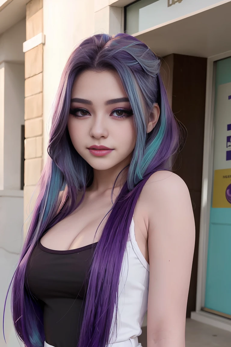 (8k, RAW Photography, top-quality, masterpiece:1.2), 1girl, 3d, voluptuous body, beautiful face, photogenic , 3D, Blazer uniform, long hair in curls, hands raised, school ground, s lips, High school student, schoolyard, school uniform, real, shinny skin、Beautiful delicate face、Beautiful delicate eyes、a miniskirt 、Multiple people,