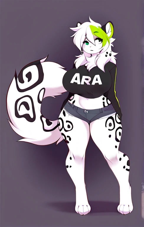 (full shot, on back side view), ara ara meme, tall, voluptuous, athletic female, wolf, black fur, totally dark fur, white tribal markings on thighs, red inner ear, red thong leotard t-shirt, long sleeves, bubble ass, back, feet, 5 toes, sharp toenails, toe claws, red claws, perfect toes, plantigrade, wrinkled feet, soft soles, meaty soles, plump soles, sexy eyes, wide hips, curvy figure, curvaceous, wedgie, bearing hips, smooth fur, long fur face, thick thighs, thicc, bearing hips, long wolf tail, fluffy tail, wide and long snut, red inner ear, long wolf's mane, red eyes, narrow eyes, half-closed eyes, bedroom eyes, black clera, standing, hand on thighs, one feet up, on one leg, one leg up, feet together, foot focus, presenting feet, looking at the viewer, Mocking Look, happy face, in a space ship