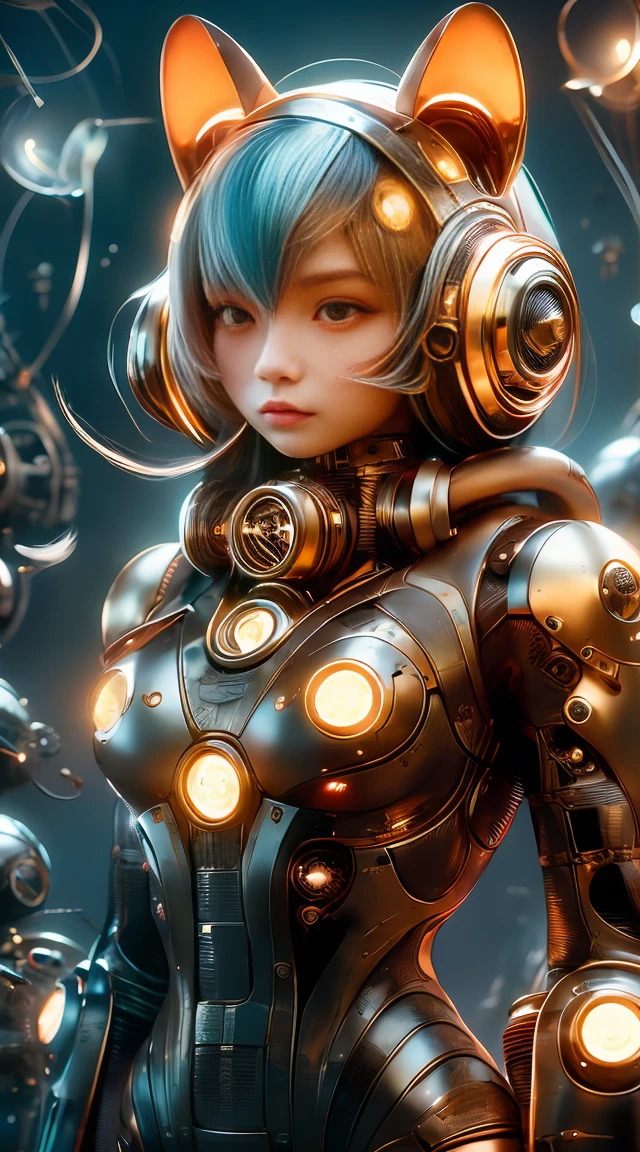 anime girl with steam - powered head gear holding a camera, cute cyborg girl, 4k highly detailed digital art, 2. 5 d cgi anime fantasy artwork, wlop. scifi, digital cyberpunk anime art, portrait of a mechanical girl, detailed digital anime art, beutiful girl cyborg, deviantart artstation cgscosiety, chengwei pan on artstation