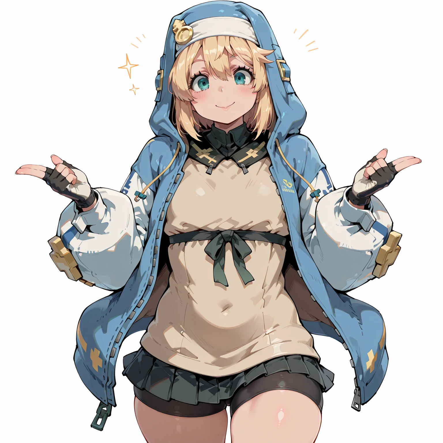 ((masterpiece)), (best quality), (detailed), (1 girl),<lora:WomanNun:1>,bridget \(guilty gear\),blonde hair,fingerless gloves,green eyes,teddy bear,bike shorts