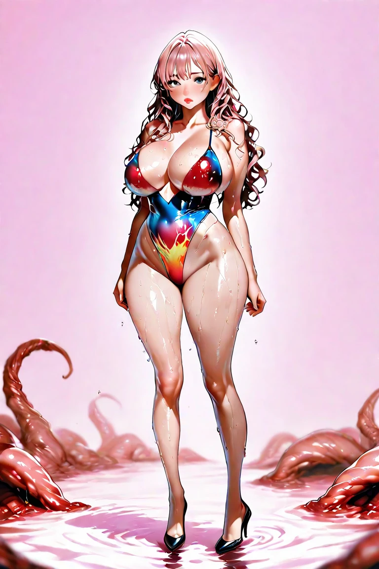Sexy girl dancing at the club. Tentacles. Parasite. Weak knees. Bikini. Suffering. Twitching body. Possession. Soaked skin. Tanned skin