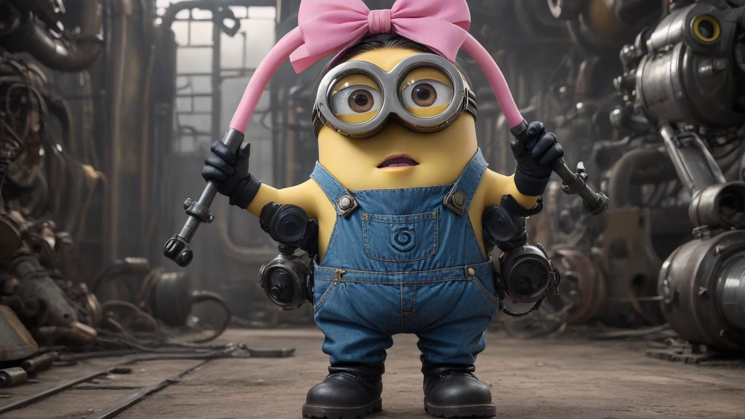 morbidly obese minion in schoolgirl outfit
