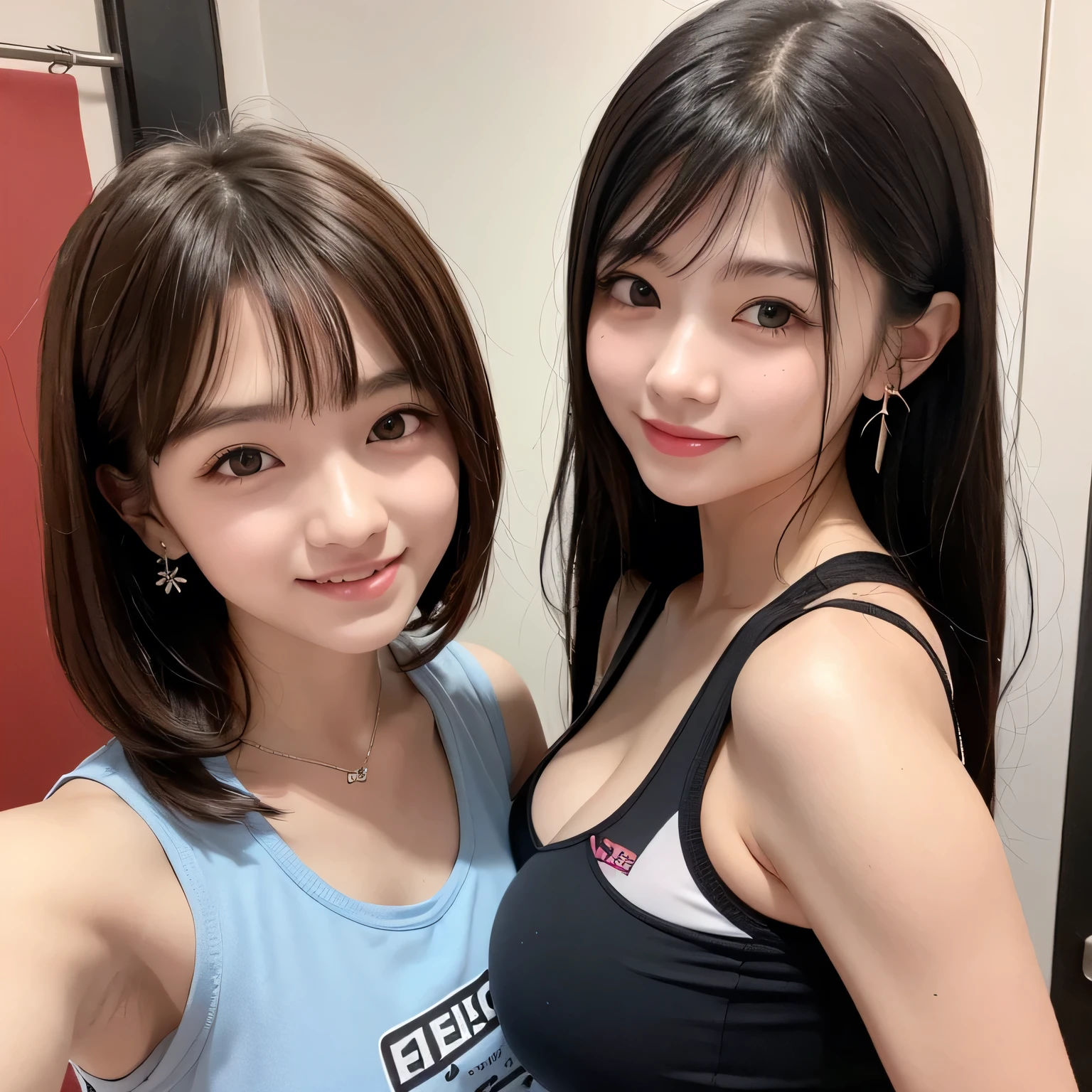 Indonesian girl 17-year-old Hairstyle Casual, F Cup Breasts wearing casual uptown and selfie with her friend at class