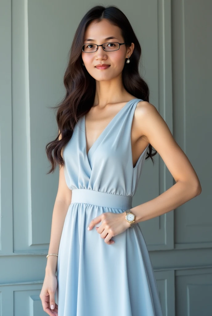 Bigchest，big assa，Lash，Blue ponytail，30-year-old girl，On the mall，Blushing of the face，The eyes are terrified，Drunk，Painful expression，Cover your belly，with fair skin, full body, chest closed, long dress