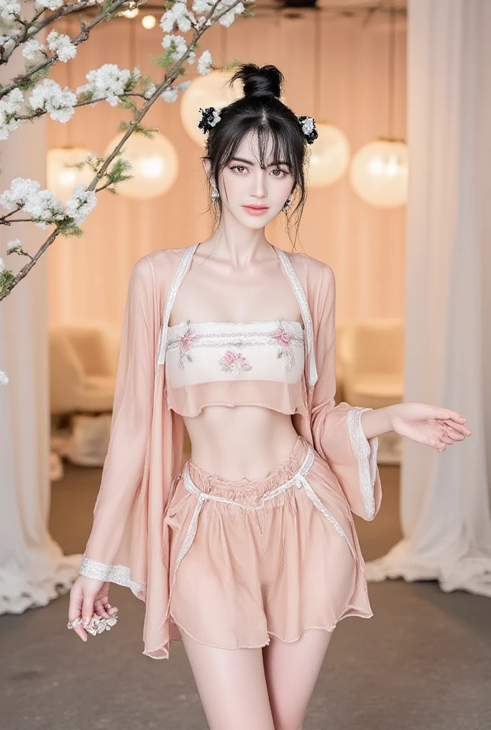 8K、RAW Photos、Highest quality、Super detailed、Super Resolution、Ultra HD、8K壁紙、Amazing details
((Full body photo))、Inside the Starbucks store、16 year old school girl in uniform、Eat cake、Drink coffee、(smile)((Emphasize cleavage))
((((A pink and black floral bra is visible.))))