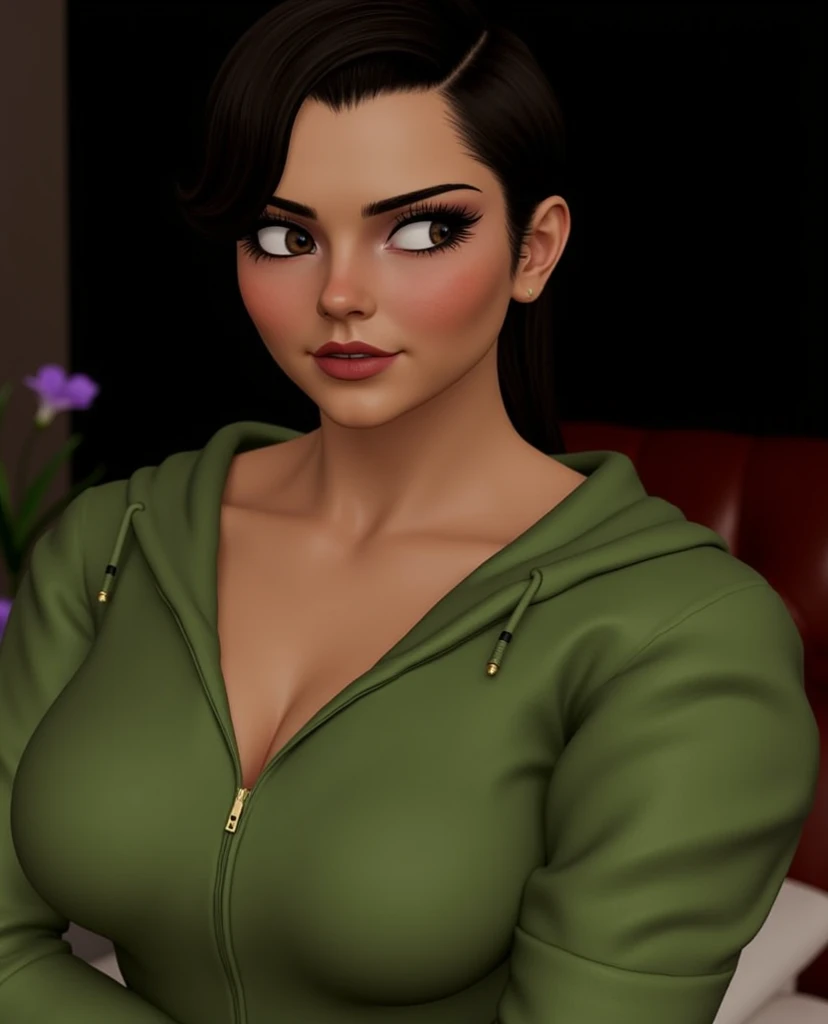 (NSFW), ((full body)), (highly detailed), ps1 style, a pretty caucasian female character ((with perfect facial proportions)), happy ((big juicy lips)) ((fit body)), [moles:0.4], at the living room, black short hair, wearing green jacket suit exposing ((small_tits and wide areolas)), (front towards viewer:1.2) (close up:1.5) <lora:Breasts_Helper_v2:.4> <lora:RW_PS1v1:.6> <lora:pixelart:.3>