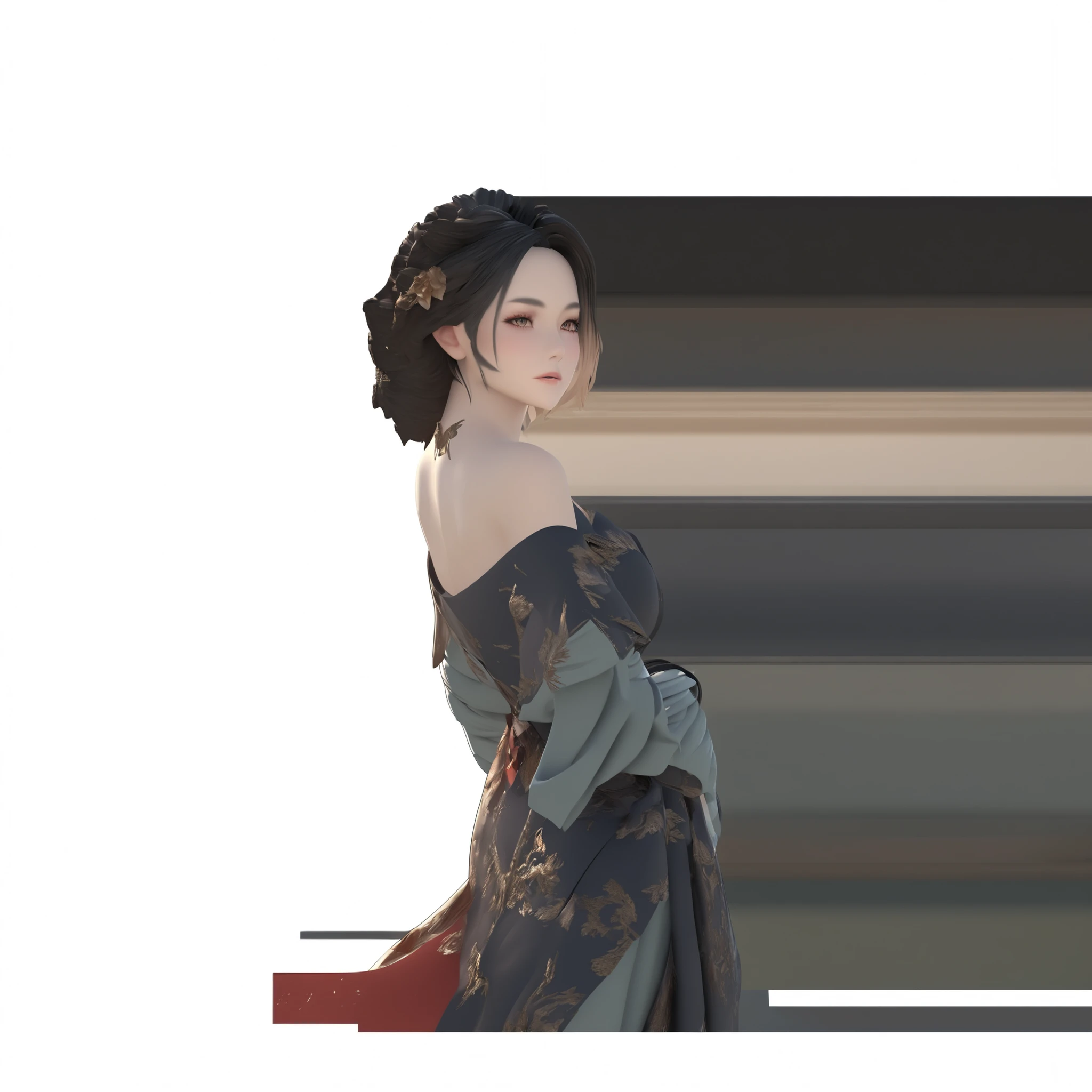 Front view of a woman,Extra large cup, are perfectly detailed,has exquisite facial features, Clothes are exquisite ,forest background, Game Character Design ,3D Rendering