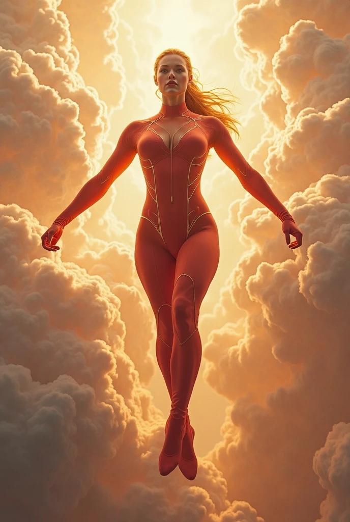 Create an image.

styled: cartoon Element: canary bird
Details: female character representing empowerment, with wonder woman cape, without hair 