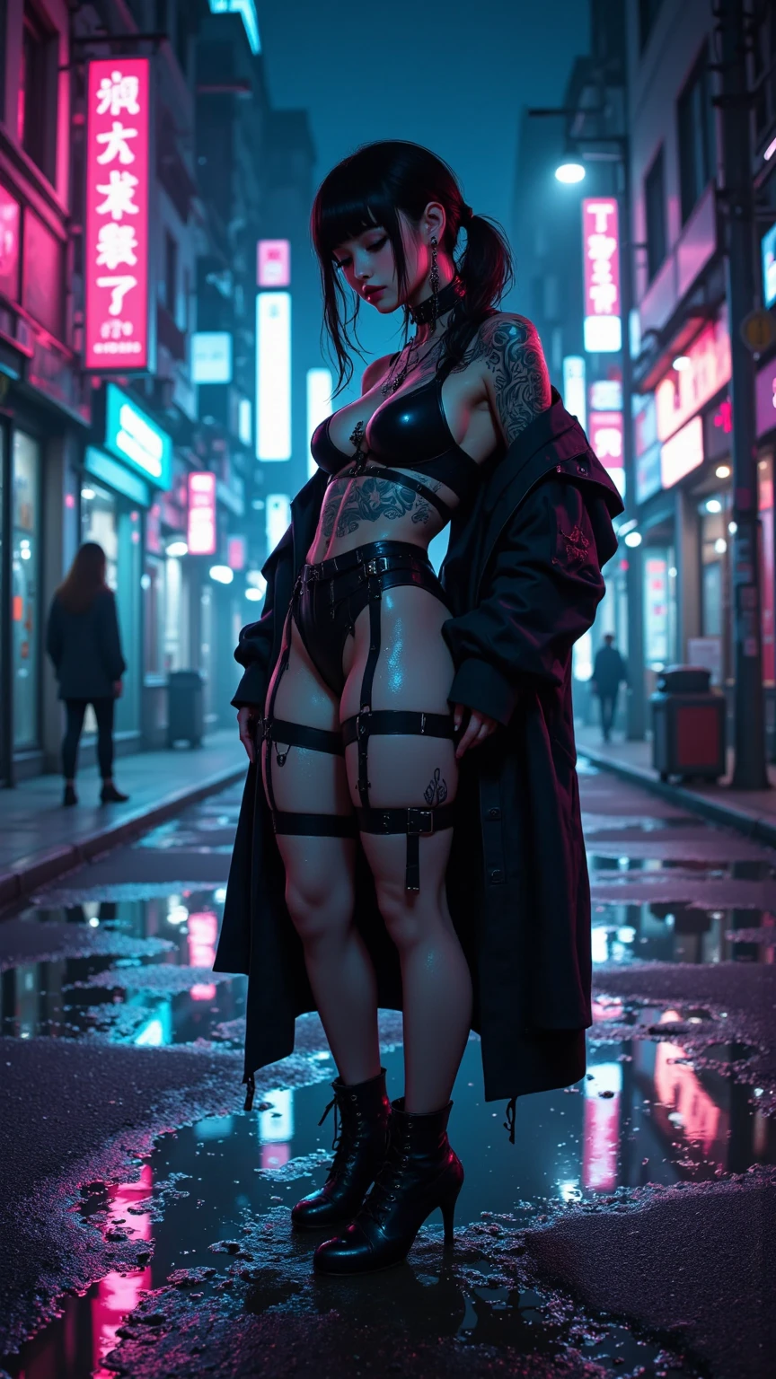 a creepy looking humanoid with wires on his head, cyberpunk art by Ikuo Hirayama, cgsociety, antipodeans, dystopian art, darksynth, sci-fi, High-Fashion Pose