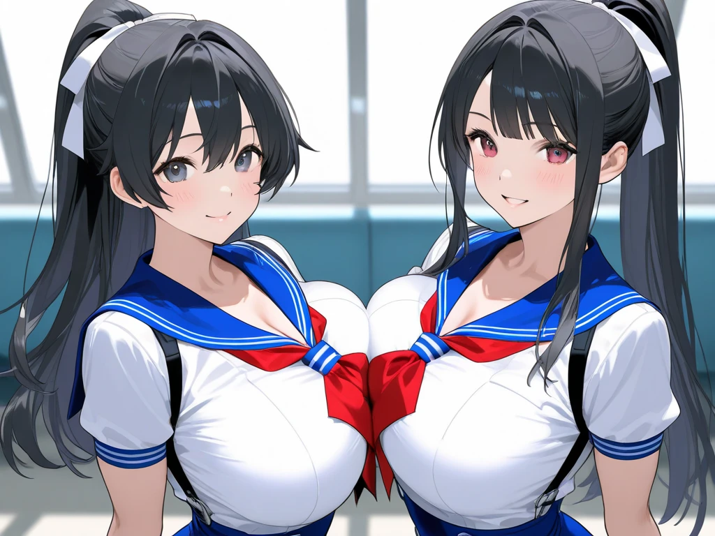 (open mouth:1.2), (long tongue:1.2), (mouth drool:1.2), highest quality,wonderful,finely,extremely detailed CG Unity 8K wallpaper, (tentacles sex), (2 large penis:1.2), (2 Girls, Black Hair, double bun), (gigantic breasts:1.1), (arms behind head:1.5), (Sailor swimsuit:1.1), (topless:1.1), (black blindfold:1.7),(from above:1.3)