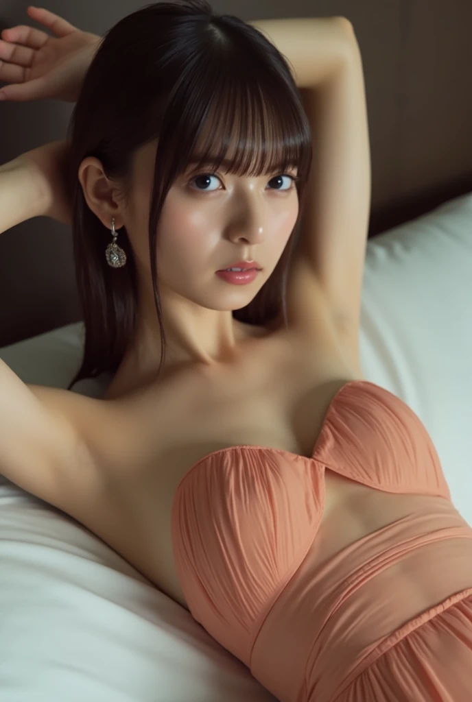 、flirtatious bikini、Small breasts、whole body、Amazing detailed digital art、sexy、White Bikini、Tiny Bikini、Highest quality、Ultra-high resolution、whole bodyの肖像、Great beauty、Beautiful and delicate face、Highly detailed background、Extremely realistic skin、Small and bold、Brown eyes、cute、Detailed finger details、The slippery beautiful side、A clear aura、On all fours、Butt、