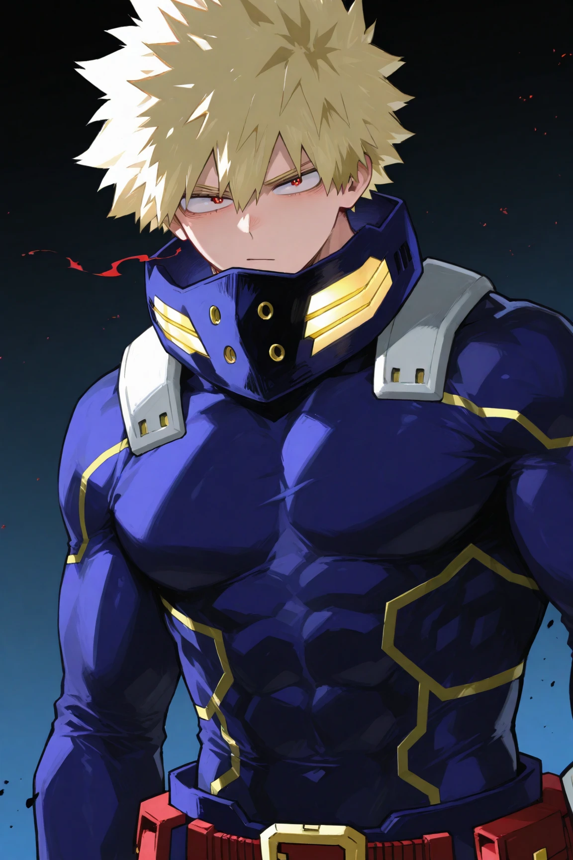 <lora:nijiexpress:0.9>  , ((masteepiece,best quality))  , boy, muscle,abs, ear_piercing, solo, letterboxed, yellow eyes,