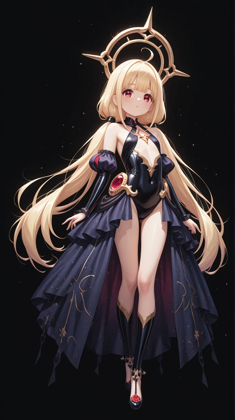 1girl, anime, cute girl, blank background, white background, fantasy, detailed fantasy dress with highlights, beautiful face, beautiful eyes, dark colors, pink hair with some streaks of blue strands, different color pupil in eye, medium small breasts (slightly big), slight cleavage, beautiful skin, cute, breast curtains, extremely delicate and beautiful, (beautiful detailed face:1.0), (detailed deep eyes), symmetrical breasts, deep eyes, shiny skin, portrait, slender waist, hips wider than shoulders, thighs, expressionless, young girl, luminous eyes, adorable,(Kpop idol),(aegyo sal:1),(Platinum blonde hair:1),((puffy eye)),Black panty,sexy posture,Superskirt, ultra high resolution,Black collar,slim figure, Abdominal y tattoo, womb tattoo,Tight-fitting leg ring,y tattoo on half-body,Bare skin, Armored hand,Hidden fingertips,Hand covered,Arm covered,Fist covered,{{beautiful detailed fingers}}, tufts of hair, moderate beautiful breast:1.0,