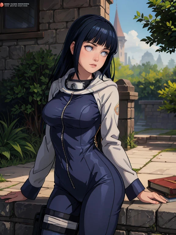(masutepiece),(Best Quality), Katsuragi Misato, Brown eyes, Cross Necklace, on a bridge, Close, Outside, The Distant Japan Castle, lake, Persistent stare, Sharp eyes, Spread your legs apart、sexy langeries