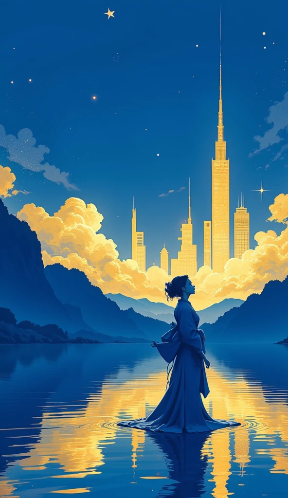 (((creates the strongest visual art with only 2 colors, blue and gold ...