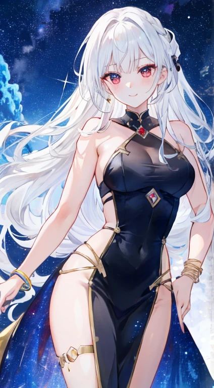 one girls、White hair、Galaxy、