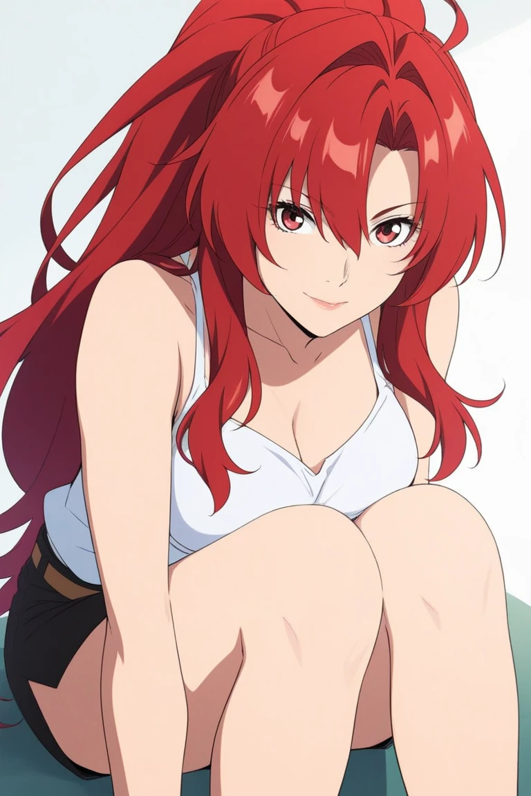 official style, lunamaria hawke (gundam seed), gundam seed, very aesthetic, best quality, intricate, overall detail, 1 girl, red hair, purple eyes,white panty, standing, light smile, simple background, facing the front, straight-on, close to viewer, cowboy shot, face focus, intricate, hyper-detailed, 100-layer, amazing quality, excellent, {{{{ultra-high resolution}}}}, {{{hi-vision anime}}},