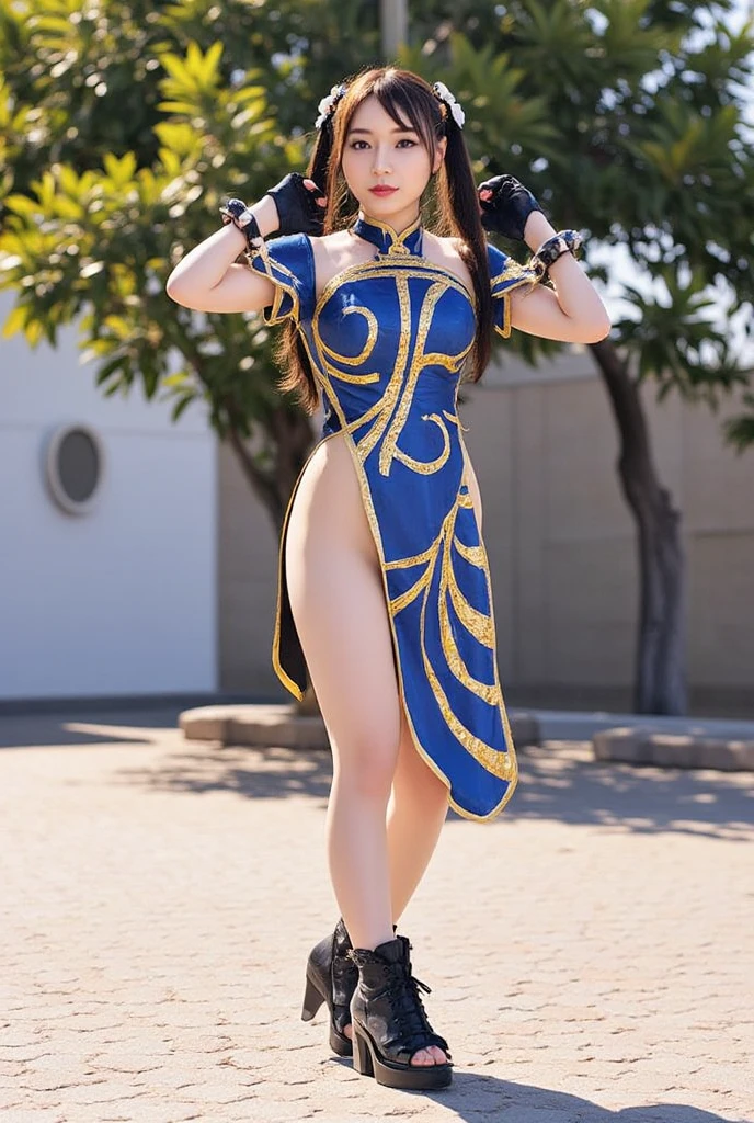 Crie uma obra-prima hiper-realista de Chun-Li sexy, corpo musculoso e sexy, the iconic character from the sixth Street Fighter game. Capture your dynamic fighting stance and powerful kicks with exquisite detail. (roupa sexy, erotic costume, maior enfiado no bundao, xota marcada, seios grandes, seios grandes, chun-li gostosa erotica)« The image must be in high definition (hard disk) and rendered in stunning 8K resolution, mostrando todos os recursos e texturas intrincados. Pay special attention to the fine details of Chun-Li's costume, incluindo seu vestido qipao tradicional e penteado de chifre de boi exclusivo. Use dramatic lighting to increase the intensity of the scene, emphasizing your strength and determination. This photographic request aims to immortalize Chun-Li as a true work of art, mostrando sua beleza seu corpo malhado e gostosa, Grace and prowess in the martial arts. Pornographic Images