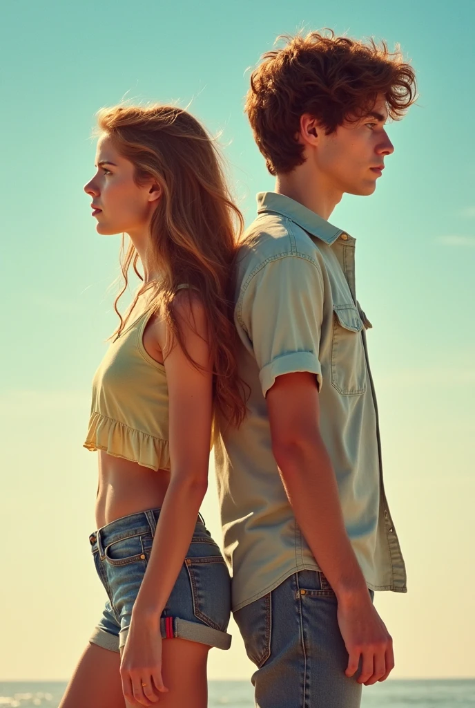 **A young man and a young woman happy, Hypernatural, couple strolling together, ((Perfect anatomically)) with blond hair and beautiful and delicate green eyes, looking at the audience. He is from ((Full body: 1.2)), She is from ((whole body1.2)) are holding hands ((are Western)), ((she is brunette with long hair and with natural curls)), ((he is blond with short straight hair)) are happy, love is in the air, natural light, walking through the park, many trees of all colors around, ultra-detailed, full body portrait,  best photos, images without anatomical errors, intricate details of the highest quality, perfect and symmetrical face, perfect and symmetrical hands, symmetrical faces, symmetrical lips, symmetrical eyes, symmetrical heads, tanned skin, auto, sportswear, jeans, sneakers, s2-upscale, air 3:2 L, 3D, error free.** - --auto --s2